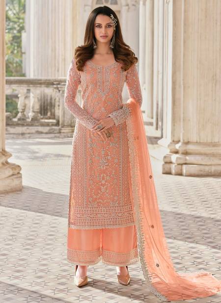 Peach Colour SWAGAT SWATI Heavy Designer Festive Wear ButterFly Net Latest Salwar Suit Collection 3304